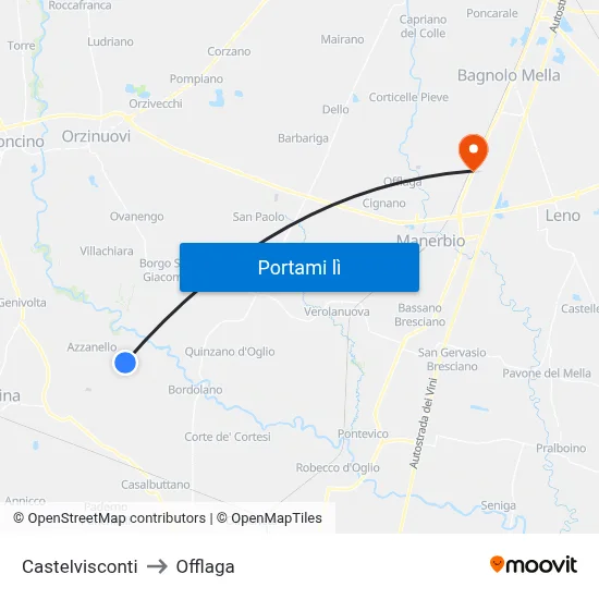 Castelvisconti to Offlaga map
