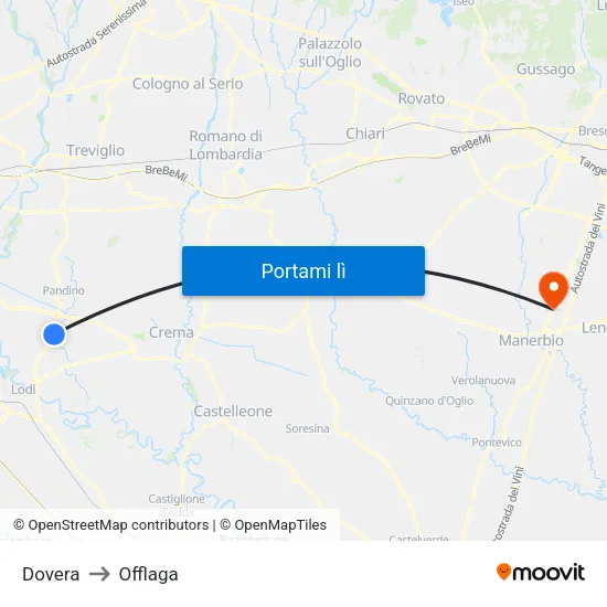 Dovera to Offlaga map