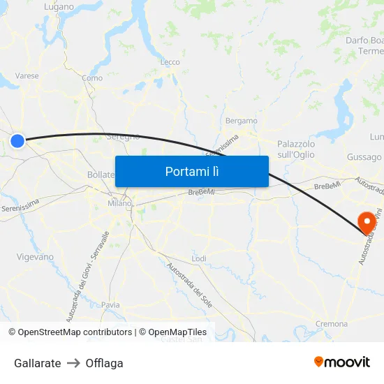 Gallarate to Offlaga map