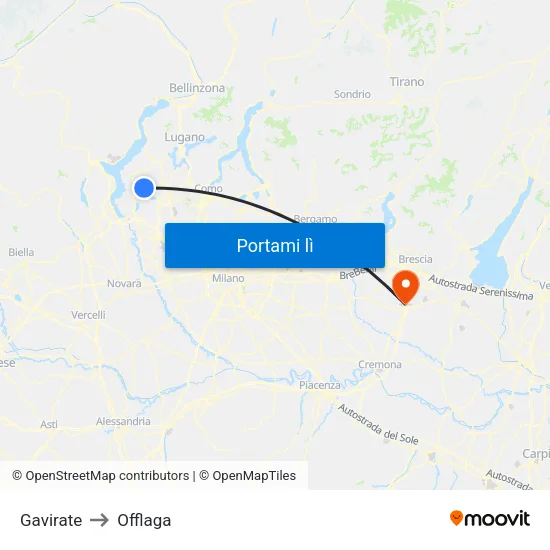 Gavirate to Offlaga map