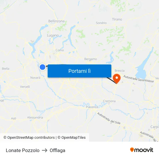 Lonate Pozzolo to Offlaga map