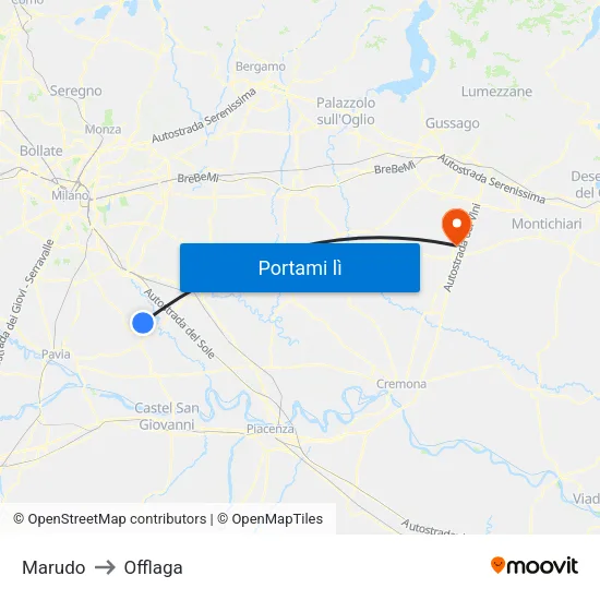 Marudo to Offlaga map