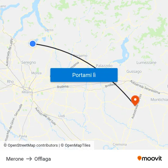 Merone to Offlaga map