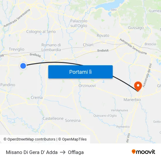 Misano Di Gera D' Adda to Offlaga map