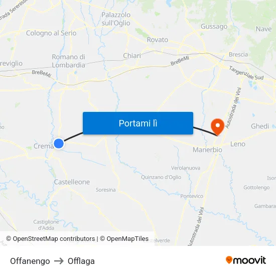 Offanengo to Offlaga map