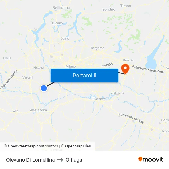 Olevano Di Lomellina to Offlaga map