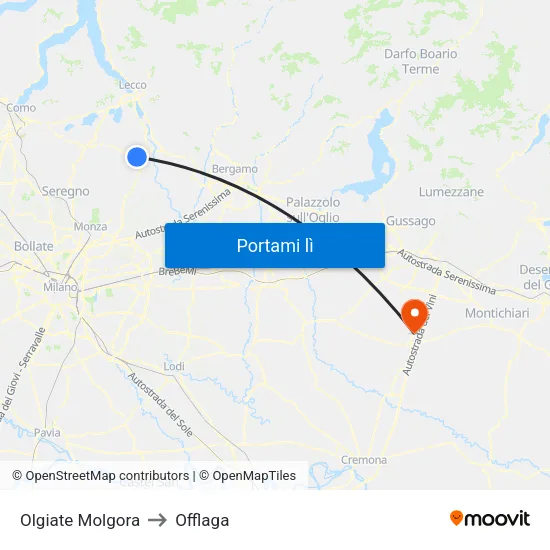 Olgiate Molgora to Offlaga map