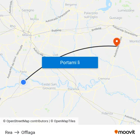 Rea to Offlaga map