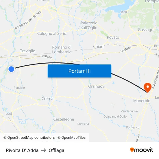 Rivolta D' Adda to Offlaga map