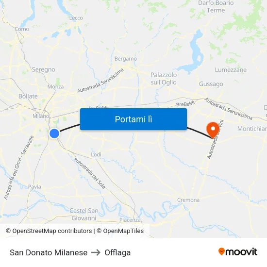 San Donato Milanese to Offlaga map