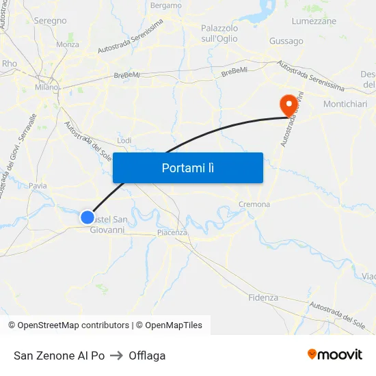 San Zenone Al Po to Offlaga map