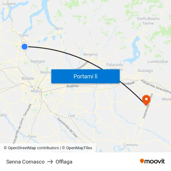 Senna Comasco to Offlaga map