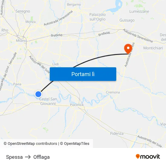 Spessa to Offlaga map