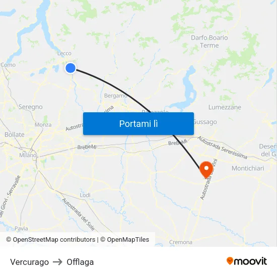 Vercurago to Offlaga map