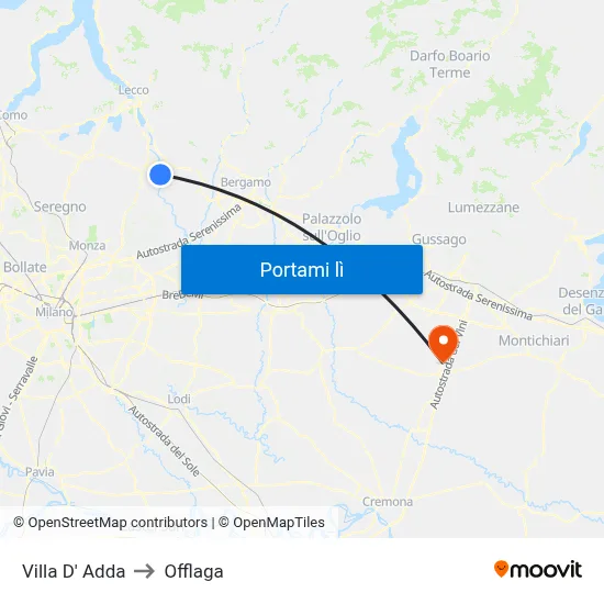 Villa D' Adda to Offlaga map