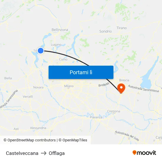 Castelveccana to Offlaga map