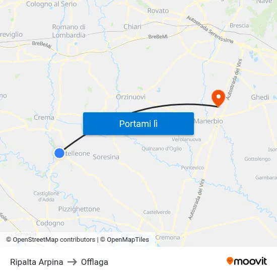 Ripalta Arpina to Offlaga map
