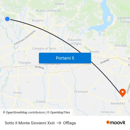 Sotto Il Monte Giovanni Xxiii to Offlaga map