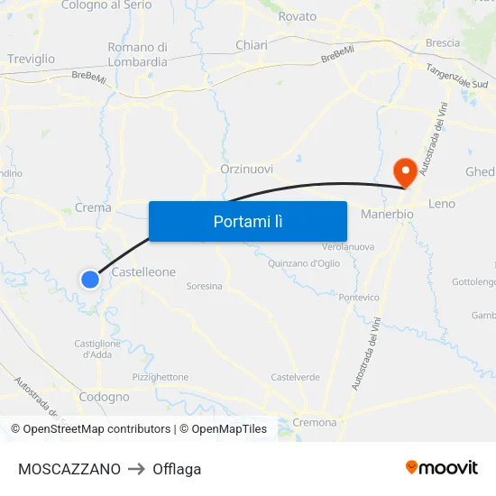 MOSCAZZANO to Offlaga map