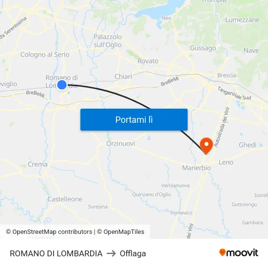 ROMANO DI LOMBARDIA to Offlaga map