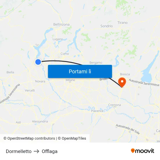 Dormelletto to Offlaga map