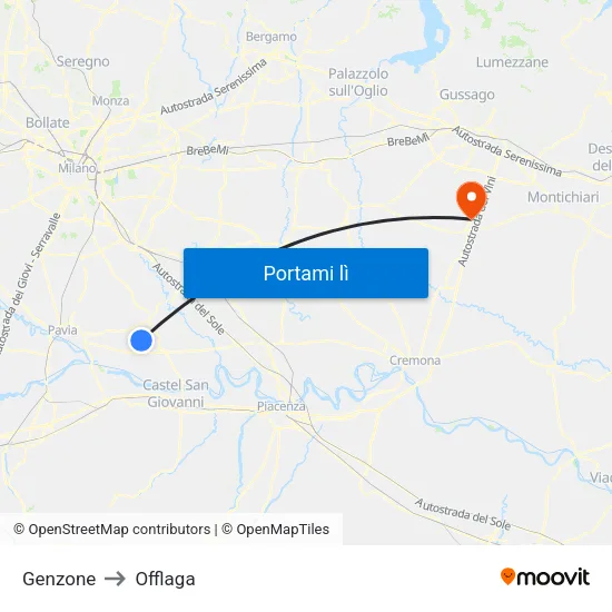 Genzone to Offlaga map