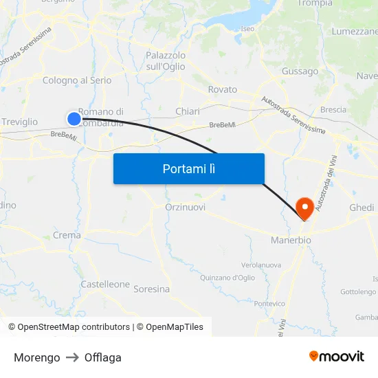 Morengo to Offlaga map