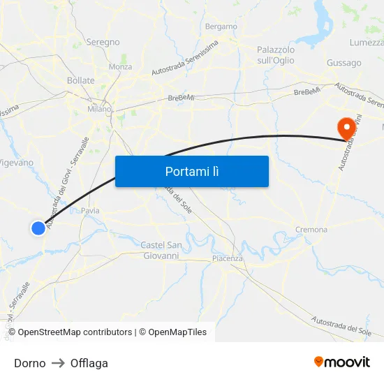 Dorno to Offlaga map