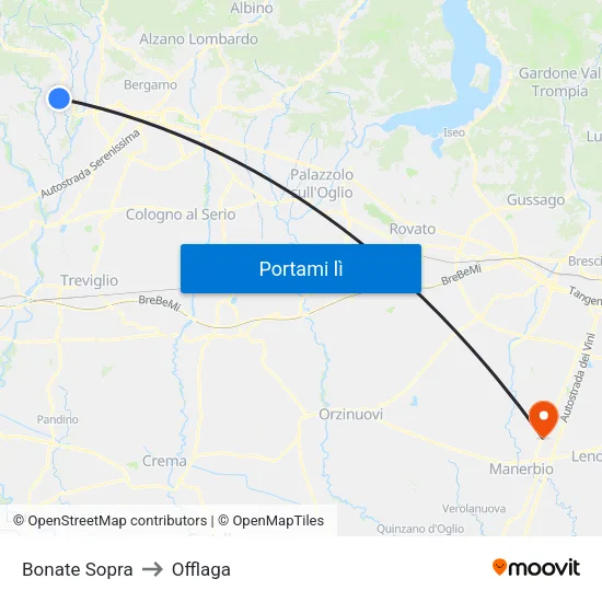 Bonate Sopra to Offlaga map