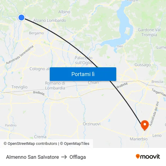 Almenno San Salvatore to Offlaga map