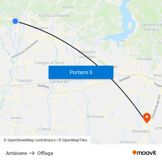 Ambivere to Offlaga map