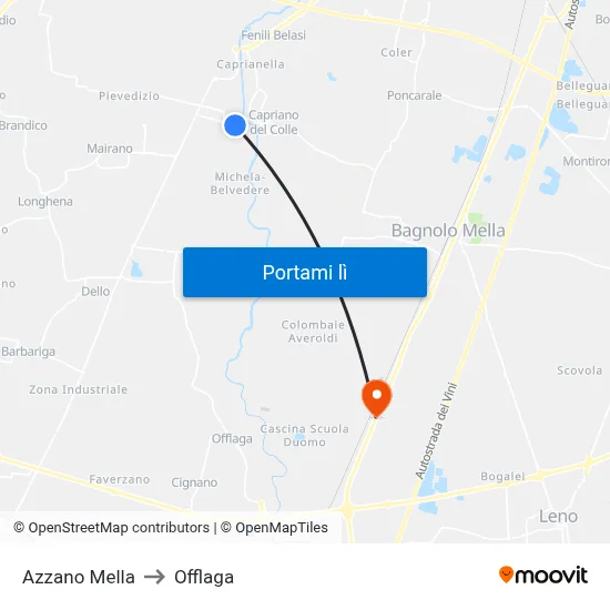 Azzano Mella to Offlaga map