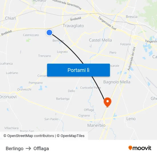 Berlingo to Offlaga map