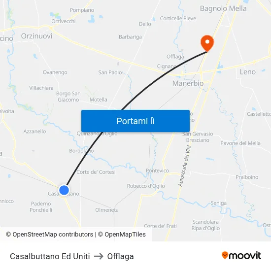 Casalbuttano Ed Uniti to Offlaga map