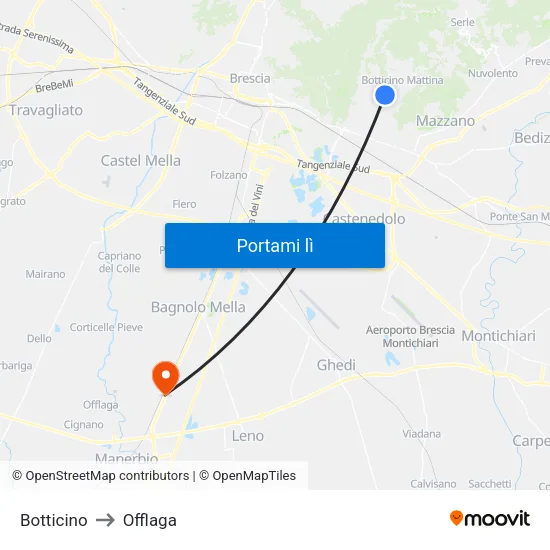 Botticino to Offlaga map