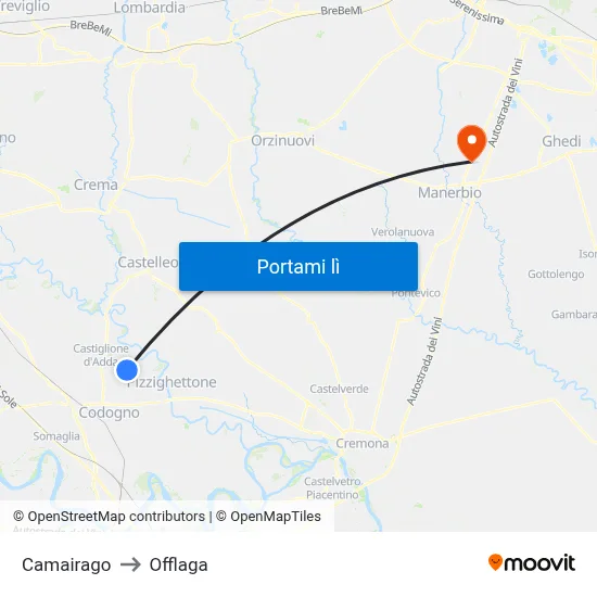 Camairago to Offlaga map