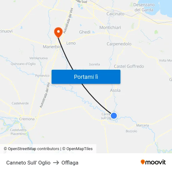Canneto Sull' Oglio to Offlaga map