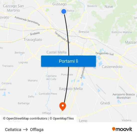 Cellatica to Offlaga map