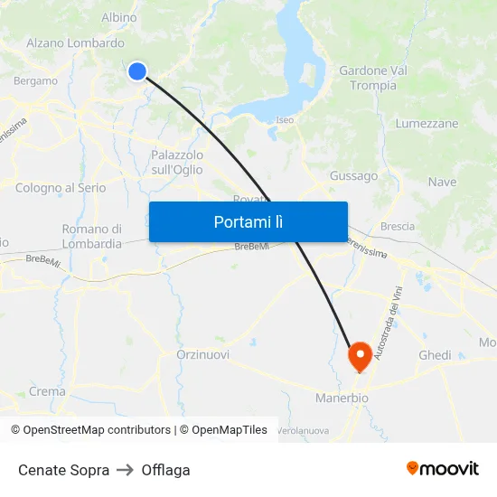 Cenate Sopra to Offlaga map