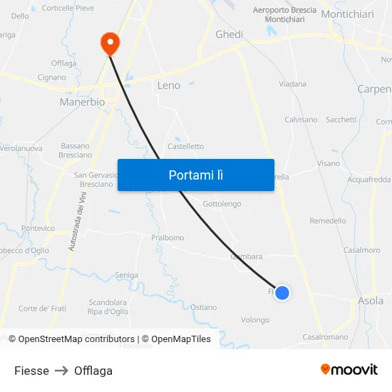 Fiesse to Offlaga map