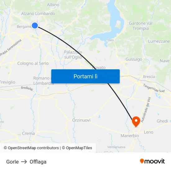 Gorle to Offlaga map