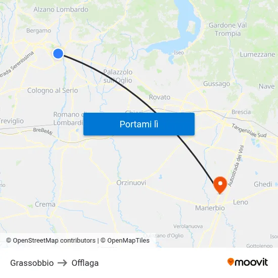 Grassobbio to Offlaga map