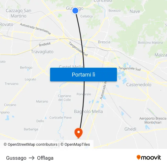 Gussago to Offlaga map