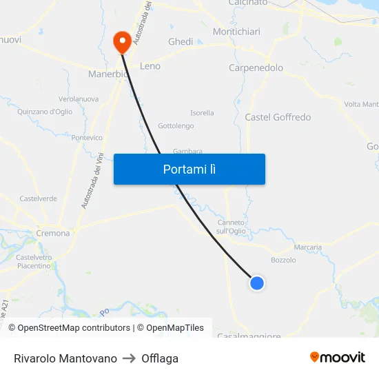 Rivarolo Mantovano to Offlaga map