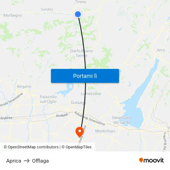 Aprica to Offlaga map