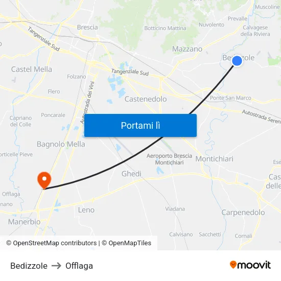 Bedizzole to Offlaga map