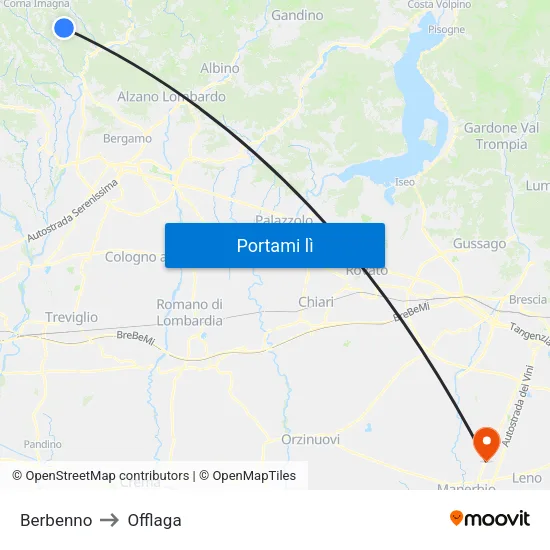 Berbenno to Offlaga map