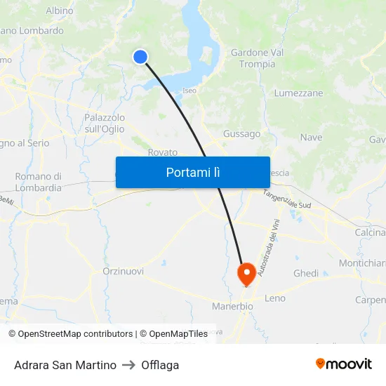 Adrara San Martino to Offlaga map