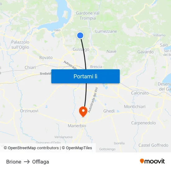 Brione to Offlaga map