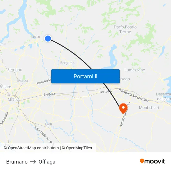 Brumano to Offlaga map